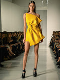 Famous Wind 2025 Spring New Bow Bra Design Personality Short Color Light Luxury Dress Woman