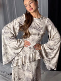 2025 Spring New Round-Neck Temperament Waist-Sensitive Design Dress Women's Long Dress