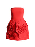Wind Brao A-Shaped Dress 2025 Spring New Party Dress Three-Dimensional Rose Big Flowers Splicing Dress Dress Woman