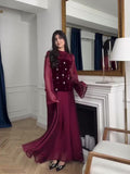 Spring New Diamond-Laying Splicing Designer Design Feeling Waist Thin Dress Dress Dress Dress Dress Dress Woman