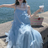 Double-Layered Bow Dress Sweet Seaside Holiday Dress 2024 New
