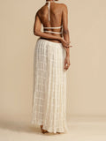 Design Folding Top Sexy Back Hanging Neck Sling Skirt Two Sets HZ0628