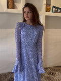White-Wave Dot Splicing Lotus Leaf Sleeve Doll Collar Sweet Long Sleeve Thin Small Dress