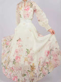 Early Autumn Australian Design Elegant Fresh Floral Shirt Top + High Waist Half-Dress Suit