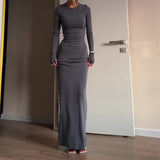 2024 Women's Fashion Sexy Tight-Groomed And Comfortable Solid Color Long Dress