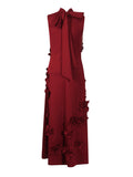 Retro-Style Niche Walking Show 2025 Summer New Round-Neck Sleeveless Design Long Three-Dimensional Floral Dress