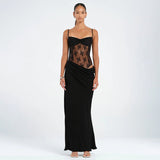 Women's Sling Lace Tight Dress Spliced Fall Fishtail Dress DJPT