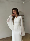 Women's Clothing 2024 Autumn New Fashion V-Neck Long-Sleeved Bag Hip Pencil Dress