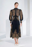 Early Spring And Autumn New Collar Embroidery Embroidery Process Single Buckle Waist Long Dress Woman