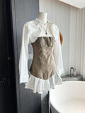 Niche Design Hottie Bumps Into Waist Lotus Leaf-Side Skirt Stitched With Bra Dress Suit Woman