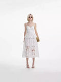 Niche 2024 Summer New Holiday Wind Sling V-Neck Embroidered Embroidery Long Dress Woman