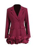 Fresh Sweet Style Suit Dress 2025 Summer New V-Neck Double Buckle Lotus Leaf Side Splicing Dress Woman