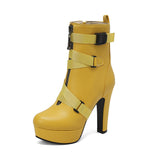 Belt Buckle Stumbling Side Zipper Short Boots Knight Boots Water Table Coarse Heels 40-50 Large Size Boots High Quality Shoes