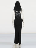 Famous Wind 2025 Summer New Hooded Design Sleeveless Three-Dimensional Flowers Splicing Bag Hip Dress