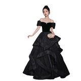 Word Shoulder Evening Dress Woman 2025 New Art Exam Graduation Evening Dress Dress Spring Temperament Banquet Dress