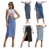 Women's INS Irregular Opening Cowboy High-Rise Half-Body Dress DJPT
