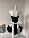 Shooting Autumn And Winter New Bow Bow Heavy Industry Star Flash Drill Chest Thin Waist Fluffy Velvet Dress HZ0628