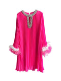 Court Niche Design Mid-Term 2025 New Diamond-Coated Collar Hollow Long-Sleeved Ostrich Wool Dress