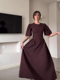 2025 New Temperament Elegant Women's Dress Round Collar Short Sleeve Dress Dress Women