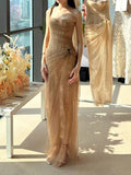 Minority Temperament Lace Mesh Embroidery Dress Woman 2025 New High-End Feel Banquet Waist Dress