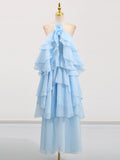 Holiday Wind Beach Beach Sling Skirt 2025 Summer New Hanging Neck Sleeveless Leaves Side Solid Dress