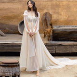 Seaside Holiday Dress Long Sleeves Sun-Drag Long Skirts Outside Wearing Shirt Beach Dress Morning Robes