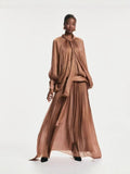 Spring And Summer Design With Lantern Bat Sleeve Fashion Flowing Curry Dress Dress