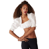 Women's New Casual Ultra-Short Top Decoration Wood Ear Sexy Umbilled Shirt