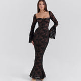 New Horn Sleeve Sexy Lace Bosom Dress Stylish Babes Show Backpacking Dress HZ0628