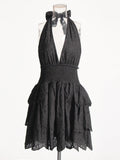 Women's Fashion Dress 2025 Spring New Women's Dress V Hanging Neck Sexy Embroidery Short Dresses