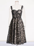 Famous Wind 2025 Summer New High-End Sense Long Three-Dimensional Chest Mat Fish Bone Embroidery Dress