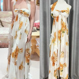 New Morning Robe Holiday Wind Lotus Leaf Side Hanging Floral Dress Bra