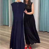 New 2024 Light Wind Style Waist Temperament Retro Comfortable Sleeveless Long Skirt