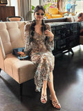 Temperament V-Neck 2024 Early Spring New Broken Leopard Dress Style Thousands Of Spring And Autumn