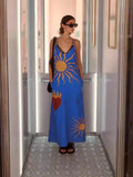 2024 New Beach Leisure Wind Depth V Sling Dress