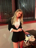 Mengling With A Retro Shirt Collar Splicing V-Neck Dress Autumn And Winter High-End Black And White Folding Dress