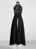 Temperament Elegant Wind 2025 Spring New Fashion Sleeveless Hanging Neck Top + Folded Skirt Suit Woman