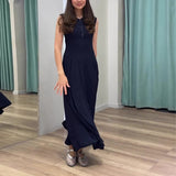 New 2024 Light Wind Style Waist Temperament Retro Comfortable Sleeveless Long Skirt
