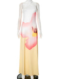 Women's Clothing Hanging Neck Big Bare Back A Word Loose Print Dress DJPT
