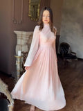 Collar Dress Women's 2025 New Long-Sleeved Tea Break French Waist-High Dress
