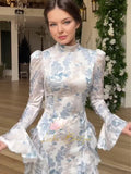 Spring Gentle Style Dress With Printed Sleeve Dress