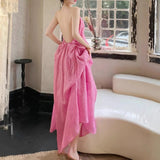 New Elegant Loose Folded Neck Dress Sexy Bare Sleeveless Holiday Dress