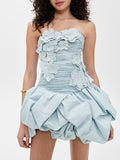 Doll Manor Afternoon Tea Dress 2025 New Female Summer Chest Three-Dimensional Flowers Spliced Solid Color Dress