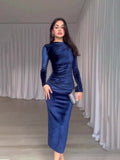 Aristocratic Velvet Body Sexy Waist Irregular Dress Dress Dress Woman