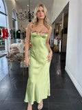 Summer New Green Flowers Embroidered Low-Breasted Sling Dress Women's Seaside Holiday Babes Ass Skirt