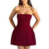 Sexy Breast-Thor-Waisted A Swing Dress Dress Woman 2025 New Temperament Dress DJPT