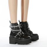 2025 Thick Bottom Slope And Short Boots Pine Cake Metal Chain In Front Of The Martin Boots Large Size Women's Boots High Quality Shoes
