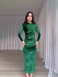 Aristocratic Velvet Body Sexy Waist Irregular Dress Dress Dress Woman