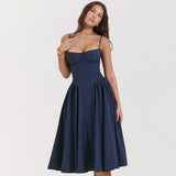 Dress Body Sexy Dew Mid-Slit Dress Collar Fine Shoulder Strap Mid-Slings Boom Skirt