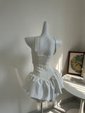 Design Pure White Hanging Neck Shoulder Repair Tecticula Tsets Birthday Dress Anti-Walking Trousers Small HZ0628